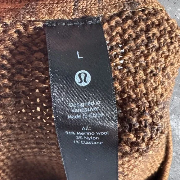 Lululemon Cascade Coast Crew Mens Merino Wool Crewneck Sweater Brown Marled Sz L - Picture 5 of 8